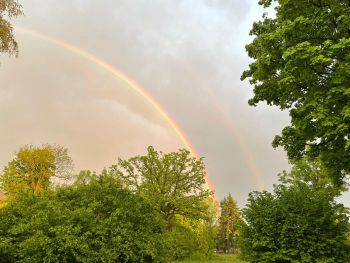 Inspirations-Summit-Onlinekongress Ein Regenbogen überspannt die natur